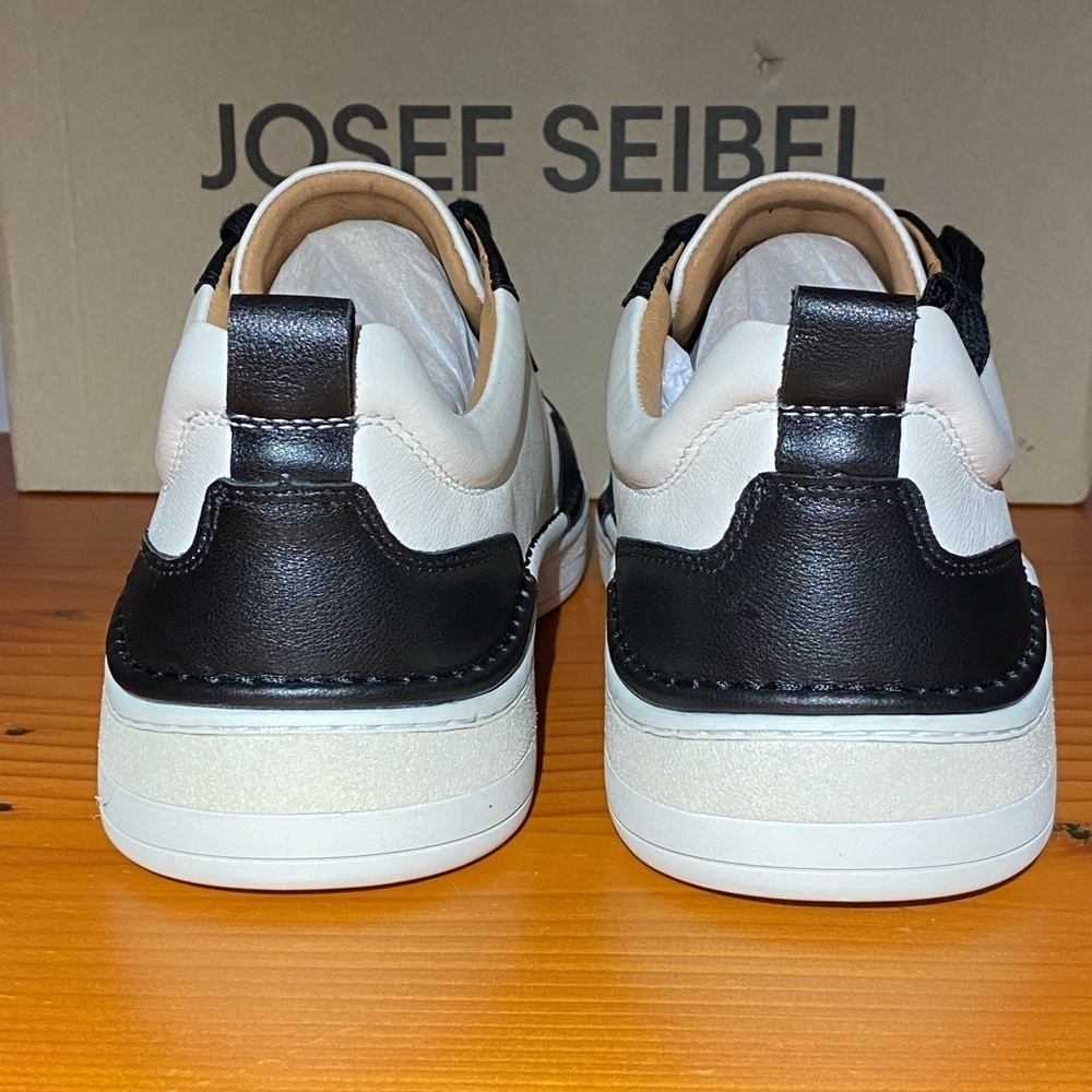 Josef Seibel Cleve 01 full grain leather sneaker in black and white size 42 - Picture 3 of 7